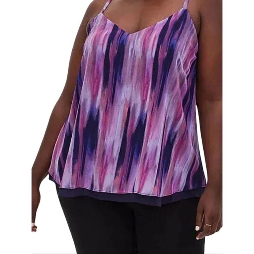 Torrid Purple Pink Abstract Brushstroke Chiffon V-Neck Cami Top Plus Size 2X 2
